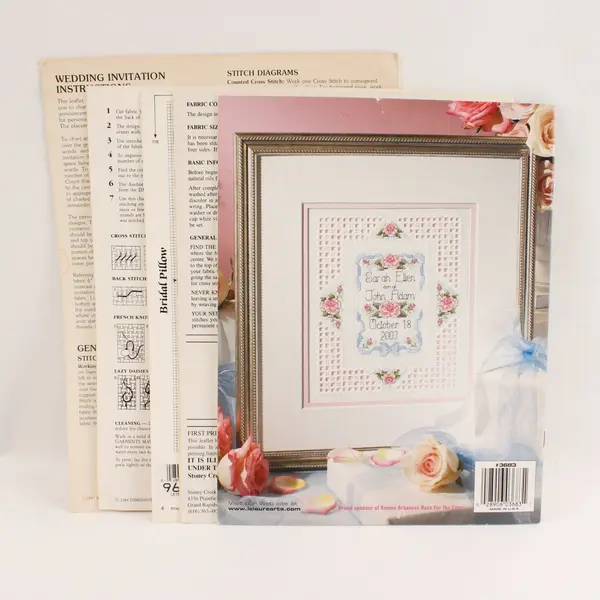 Lot of 5 Vintage Cross-Stitch Patterns Featuring Wedding Designs 1987-2004 Good