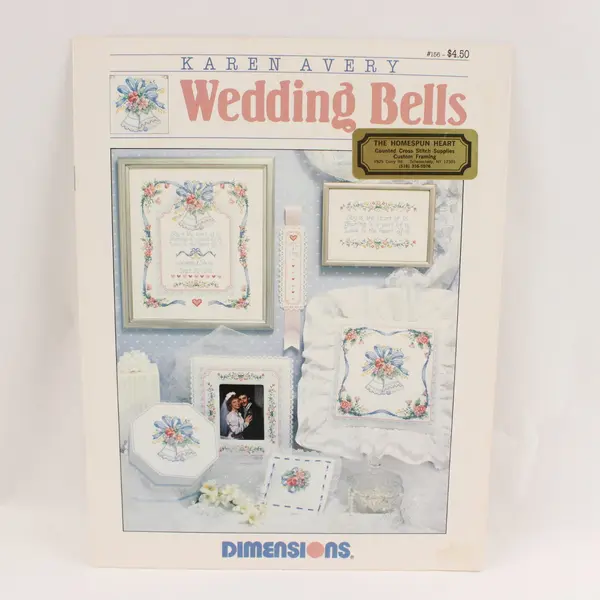 Lot of 5 Vintage Cross-Stitch Patterns Featuring Wedding Designs 1987-2004 Good