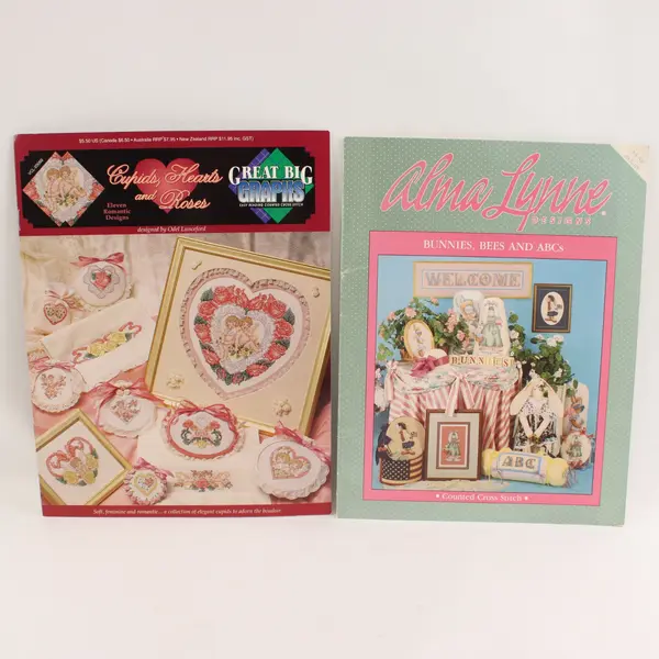 Lot of 2 Vintage Cross-Stitch Booklets Alma Lynne Great Big Graphs 1989 1992