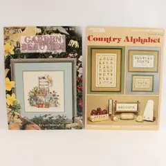 Lot 2 Leisure Arts Cross-Stitch Booklets Country Alphabet Garden Beauties