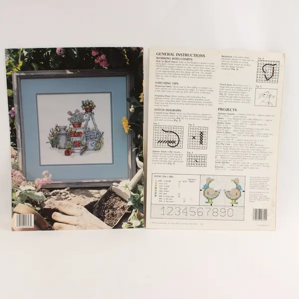 Lot 2 Leisure Arts Cross-Stitch Booklets Country Alphabet Garden Beauties