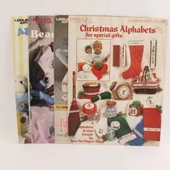 Lot of 4 Vintage Leisure Arts Cross-Stitch Pattern Leaflets 1983 - 1991 Good