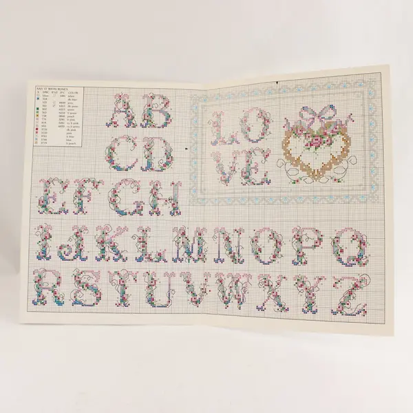 VTG Leisure Arts Say It With Roses by Diane Brakefield Cross-Stitch Leaflet 1991