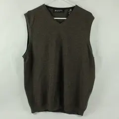 Brandini Men's L Brown 100% Merino Wool V-Neck Sweater Vest Made in Italy