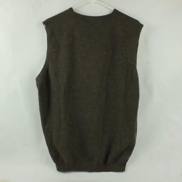 Brandini Men's L Brown 100% Merino Wool V-Neck Sweater Vest Made in Italy