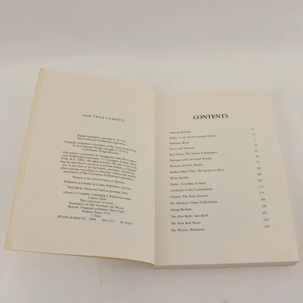 The Conscience of Words Vintage S/C Book 1984, Elias Canetti 