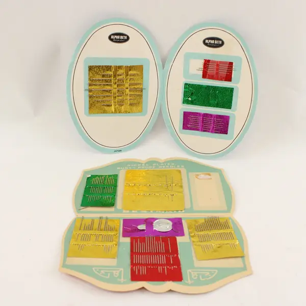 Lot of 2 Vintage Sewing Needle Books: Alpha Beta and Bestmaid w/ Threader