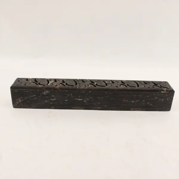 Vintage Carved Soapstone Hinged Box for Pen Calligraphy Paintbrushes
