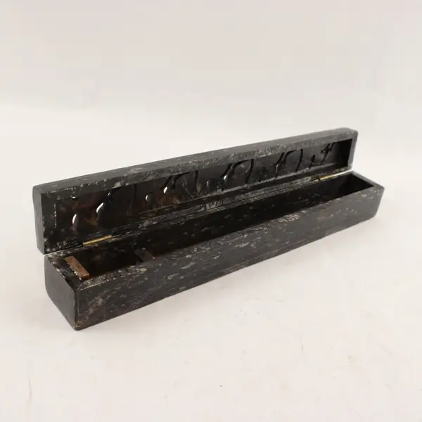 Vintage Carved Soapstone Hinged Box for Pen Calligraphy Paintbrushes