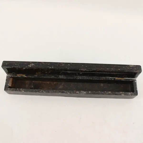 Vintage Carved Soapstone Hinged Box for Pen Calligraphy Paintbrushes