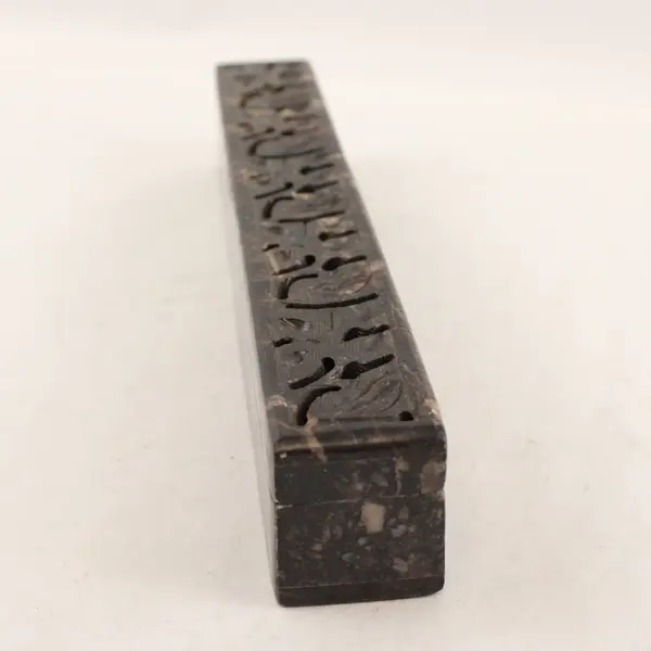 Vintage Carved Soapstone Hinged Box for Pen Calligraphy Paintbrushes