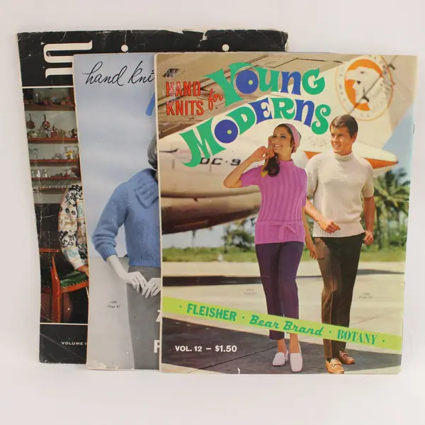 Lot 3 Vintage 1960s Knitting Pattern Books Spinnerin 159 Mohair 55 Young 12