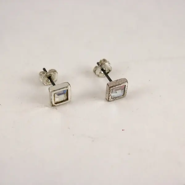 Lot of 3 Pairs Mixed Brand Avon Silver Tone Hoop Stud Clear Stone Earrings
