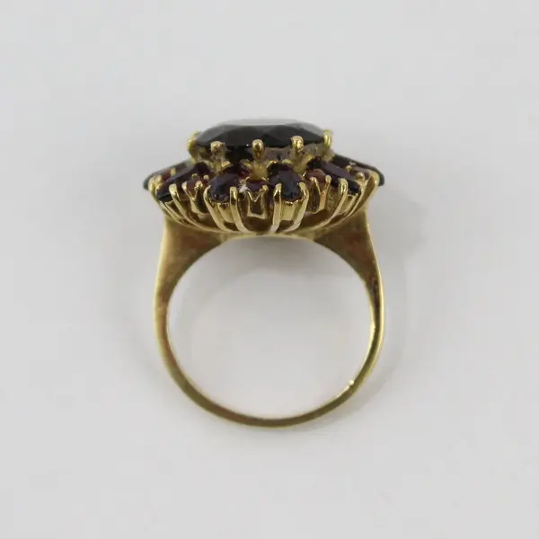 18K Yellow Gold Women's Garnet Cluster Ring Size 3.5 Made in Italy