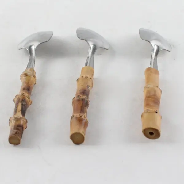MCM Grapefruit Spoons Bamboo Handle Serrated Stainless Set Of 3 Vintage
