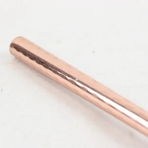 Four-Tined Light Hammered Copper-Toned Handle Stainless Dinner Fork 7.75" 