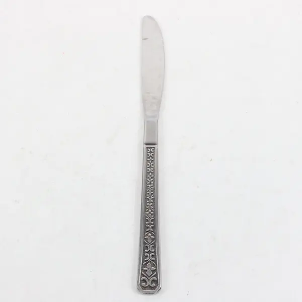 Interpur Florenz Pattern 4-Petal Flower Stainless Dinner Knife 8.75" Black Acc