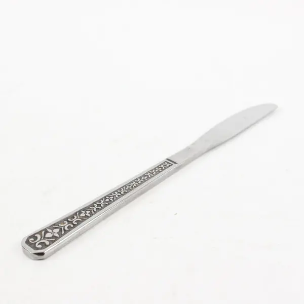 Interpur Florenz Pattern 4-Petal Flower Stainless Dinner Knife 8.75" Black Acc