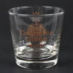 Vintage Columbia Gorge Hotel Whiskey Glass Tumbler Logo Clear
