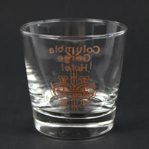 Vintage Columbia Gorge Hotel Whiskey Glass Tumbler Logo Clear