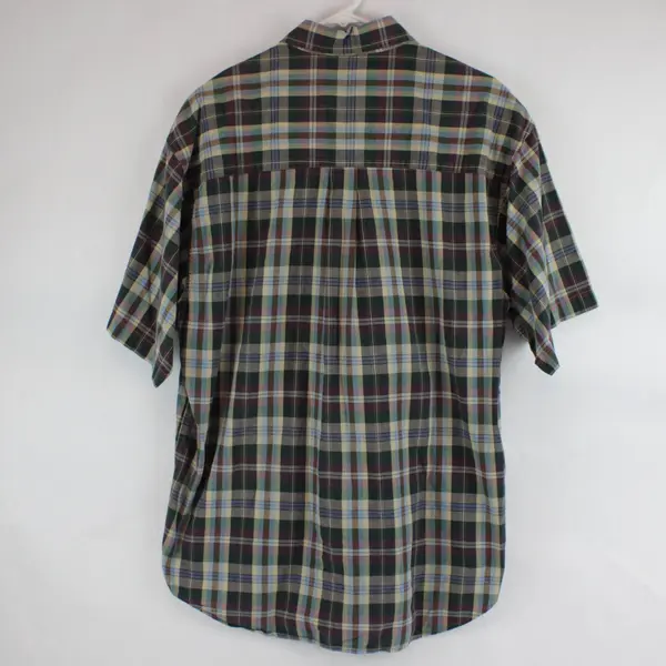 Haggar Multicolor Plaid Short-Sleeved Button-Down Men's Large