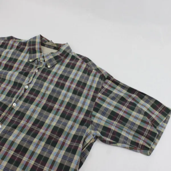 Haggar Multicolor Plaid Short-Sleeved Button-Down Men's Large