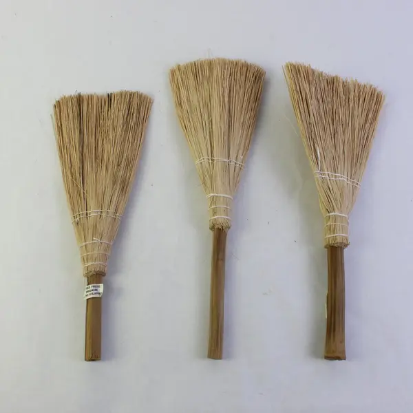 Lot of 3 Rustic Primitive Wooden Handle Whisk Brooms 12"