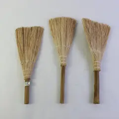 Lot of 3 Rustic Primitive Wooden Handle Whisk Brooms 12"