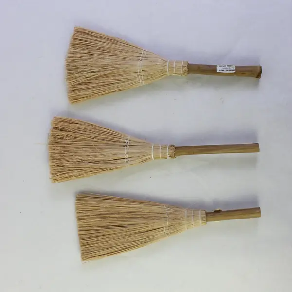 Lot of 3 Rustic Primitive Wooden Handle Whisk Brooms 12"