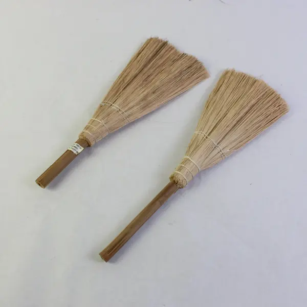 Lot of 3 Rustic Primitive Wooden Handle Whisk Brooms 12"