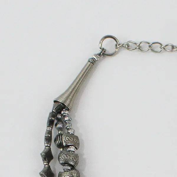  Chico's Multi-Strand Silver-Tone Beaded Boho Necklace 24"