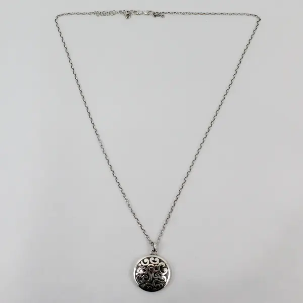 Brighton Contempo Round Silver-Tone Pendant Necklace 35"