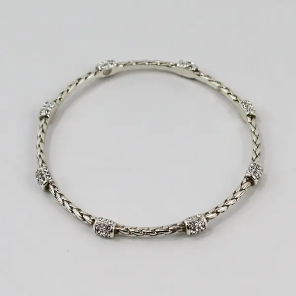 Brighton Clear Rhinestone Silver-Tone Skinny Bangle Bracelet