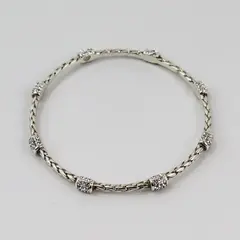Brighton Clear Rhinestone Silver-Tone Skinny Bangle Bracelet