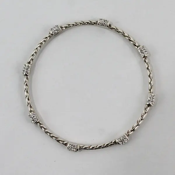 Brighton Clear Rhinestone Silver-Tone Skinny Bangle Bracelet