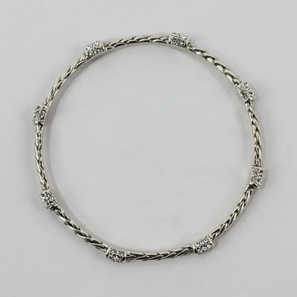 Brighton Clear Rhinestone Silver-Tone Skinny Bangle Bracelet