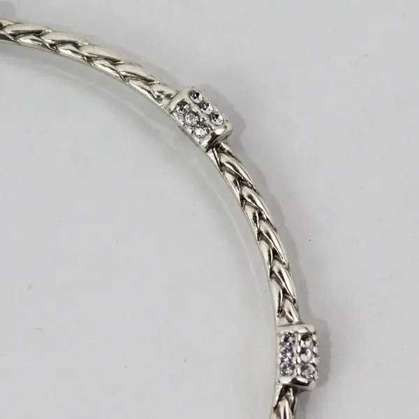 Brighton Clear Rhinestone Silver-Tone Skinny Bangle Bracelet