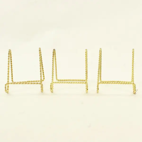 Lot of 3 Tripar Gold-Tone Twisted Metal Easel Display Stands