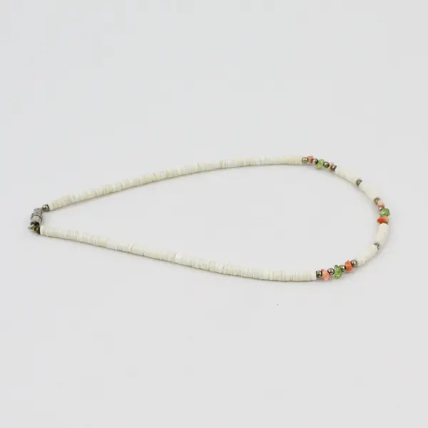 Vintage Puka Shell Beaded Choker Necklace 15.5"