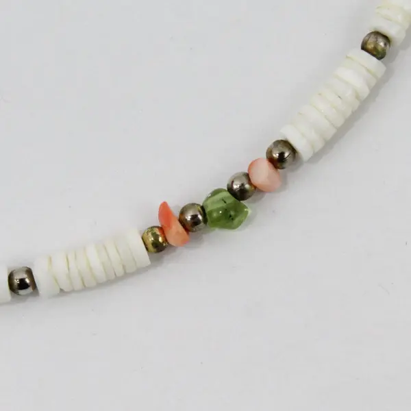 Vintage Puka Shell Beaded Choker Necklace 15.5"