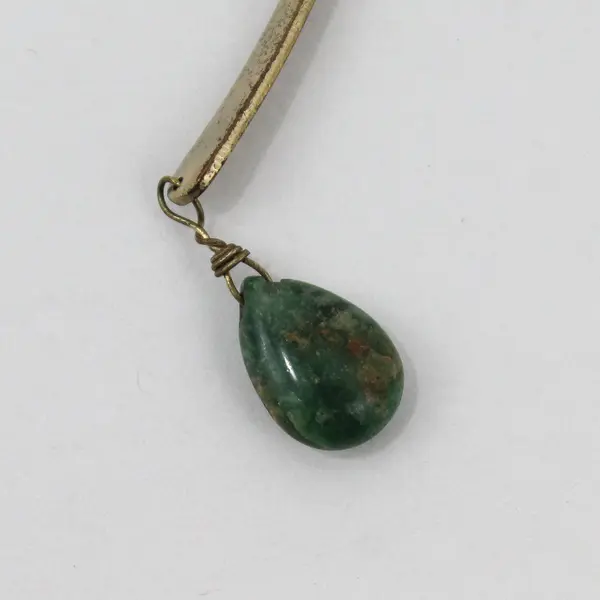 Vintage Green Teardrop Stones Gold-Tone Dangle Earrings