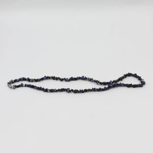 Sodalite and Red Garnet Chip Beaded Necklace 23"