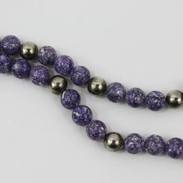 Karla Jordan Purple and Silver-Tone Beaded Necklace 29"