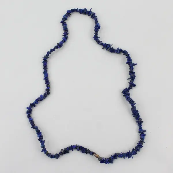 Vintage Lapis Lazuli Chip Beaded Necklace 27"