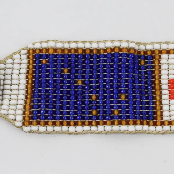 Vintage Handmade Beaded Alaska State Flag Buckle Bracelet 7"