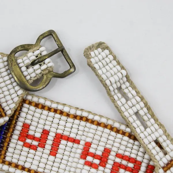 Vintage Handmade Beaded Alaska State Flag Buckle Bracelet 7"