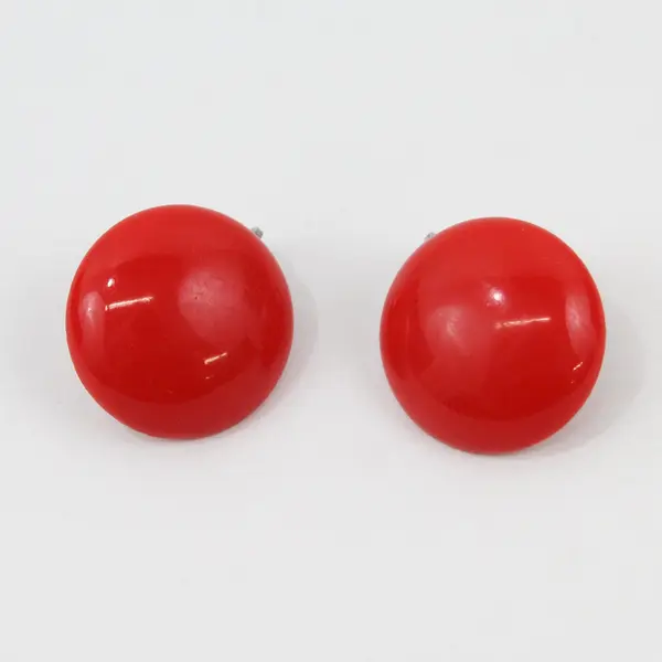 Vintage Round Red Plastic Clip-On Earrings