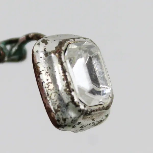 Vintage Clear Rhinestone Rectangular Silver-Tone Clip-On Earrings