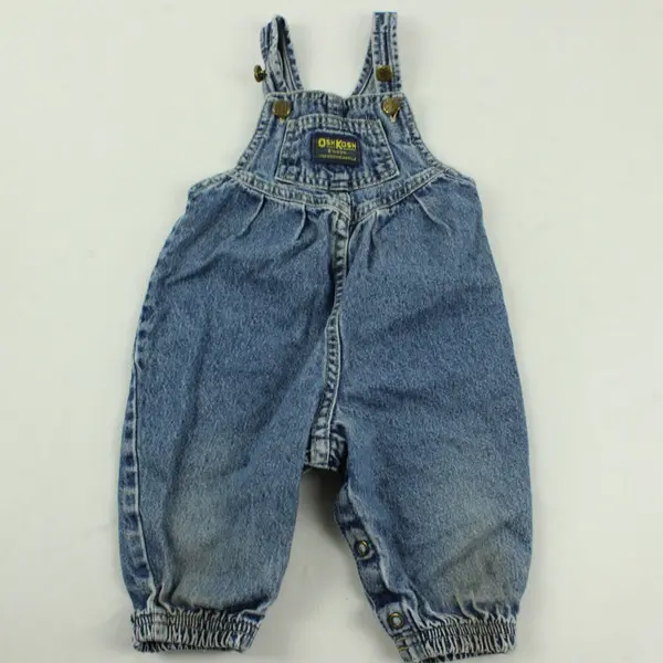 Vintage Oshkosh B'Gosh Acid Wash Denim Overalls 6-9M Kids USA 80s 90s