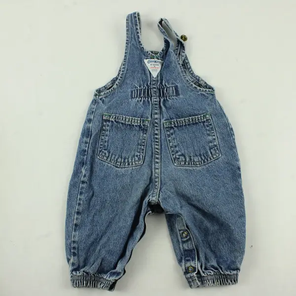 Vintage Oshkosh B'Gosh Acid Wash Denim Overalls 6-9M Kids USA 80s 90s